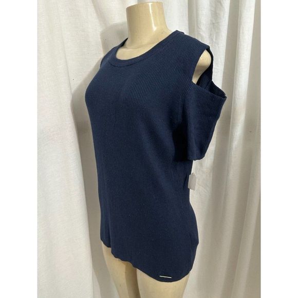 Michael Kors Knit Viscose Mix Top MK Logo Soft Open Shoulders  Tee Size Xl # 860 - Picture 4 of 14